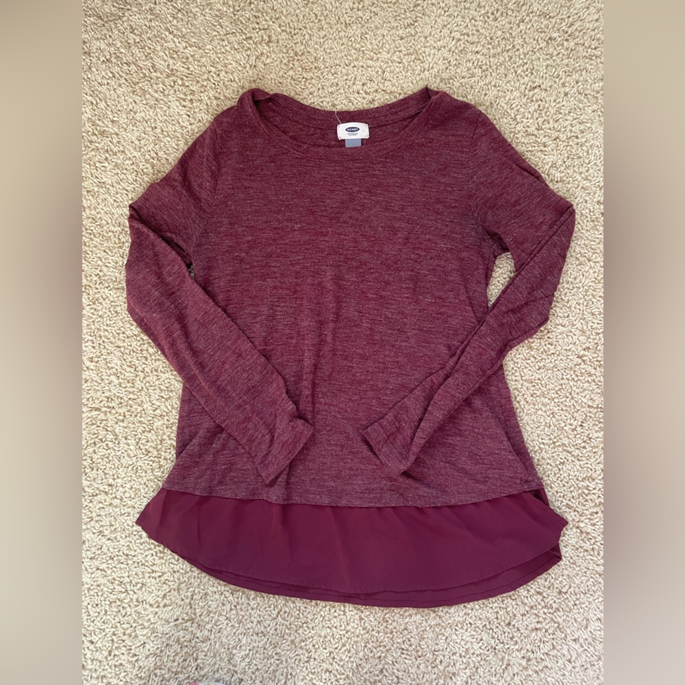 Women's Burgundy Long Sleeve Top XS